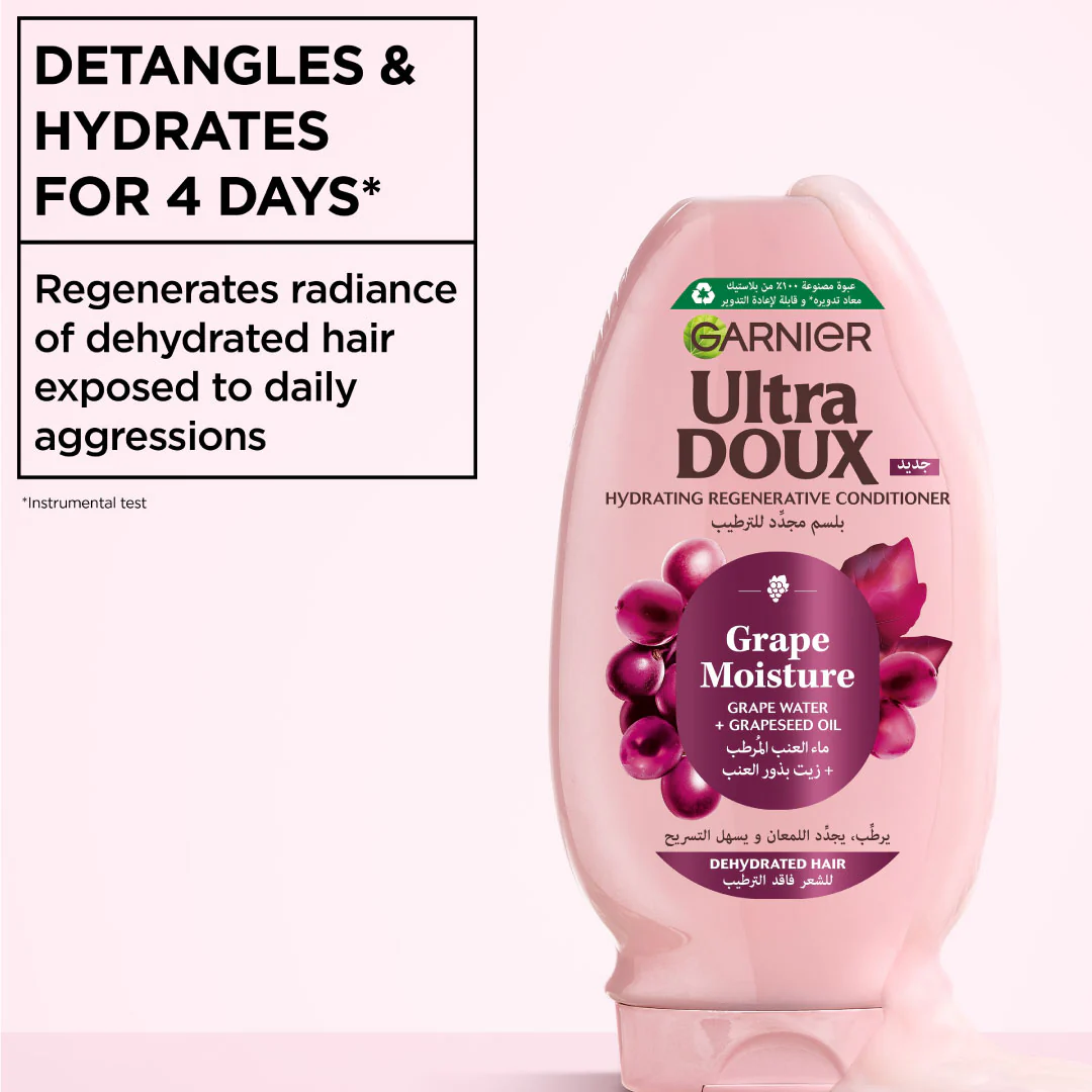 Ultra Doux Grape Moisture - Hydrating Regenerative Conditioner for Dehydrated Hair. Hydrating Grape Water + Antioxidant Grapeseed Oil - - Paraben-Free, Vegan, Cruelty-Free - Image 2