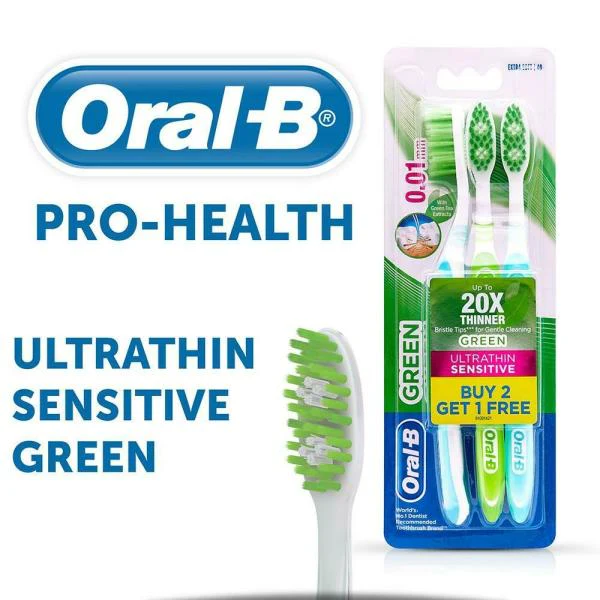 Ultrathin Sensitive (Green) Manual Toothbrush - Pack of 3 - Image 2