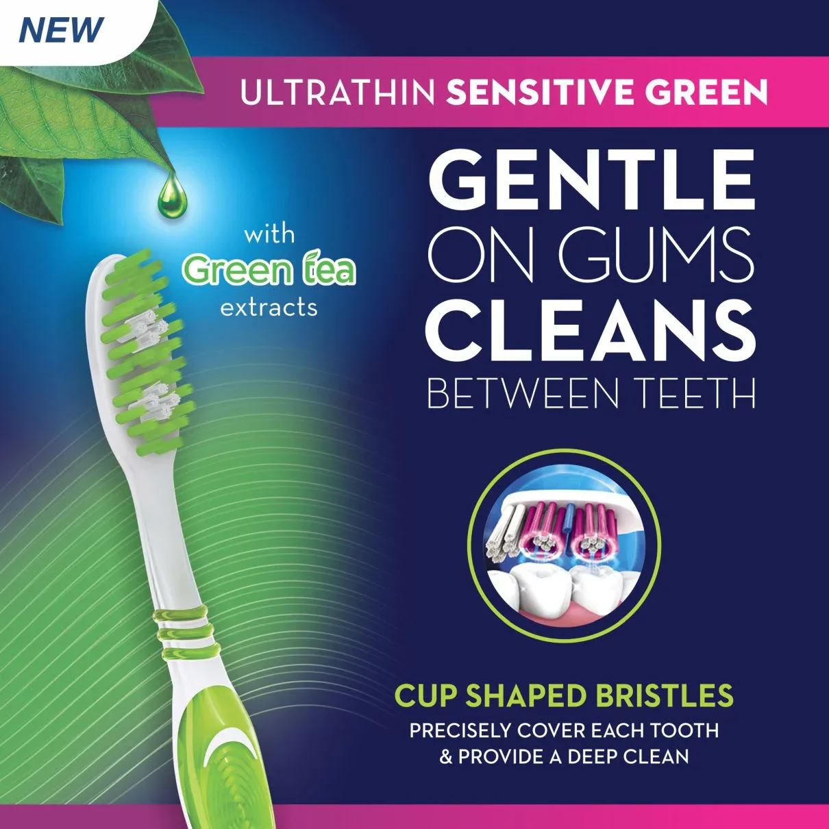 Ultrathin Sensitive (Green) Manual Toothbrush - Pack of 3 - Image 3