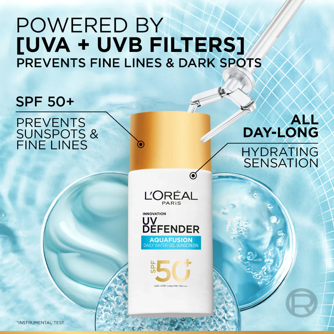 UV Defender, Aquafusion Daily Water Gel Sunscreen, SPF50+ PA++++, Defends from all UV aging signs, Absorbs in 3 Seconds, 50ml - Image 7